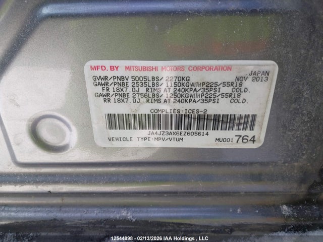 JA4JZ3AX6EZ605614 Mitsubishi Outlander Se