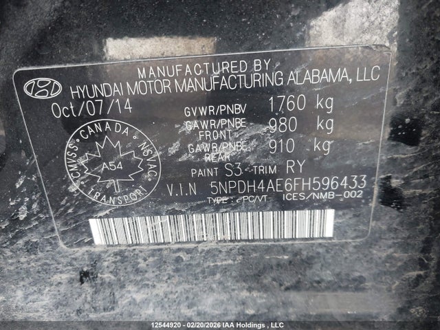 Продажа на аукционе авто 2015 Hyundai Elantra Se/sport/limited, vin: 5NPDH4AE6FH596433, номер лота: 12544920