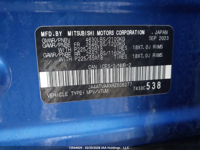 JA4ATVAAXRZ606277 Mitsubishi Eclipse Cross