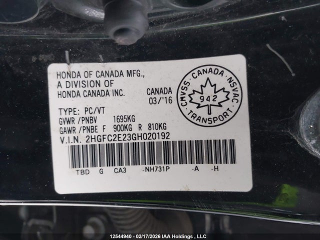 Honda Civic Dx 2016 2HGFC2E23GH020192 Image 19