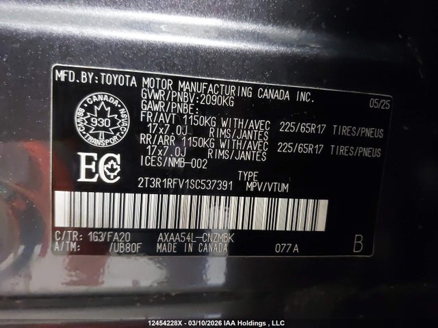 2T3R1RFV1SC537391 Toyota Rav4 Xle