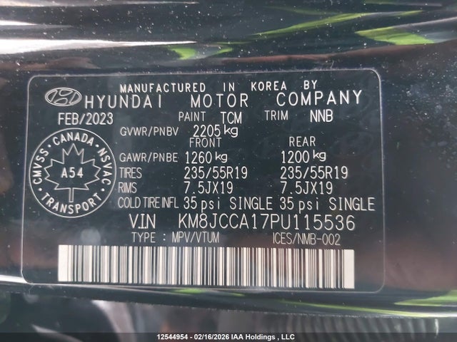 KM8JCCA17PU115536 Hyundai Tucson Luxury Hybrid Awd