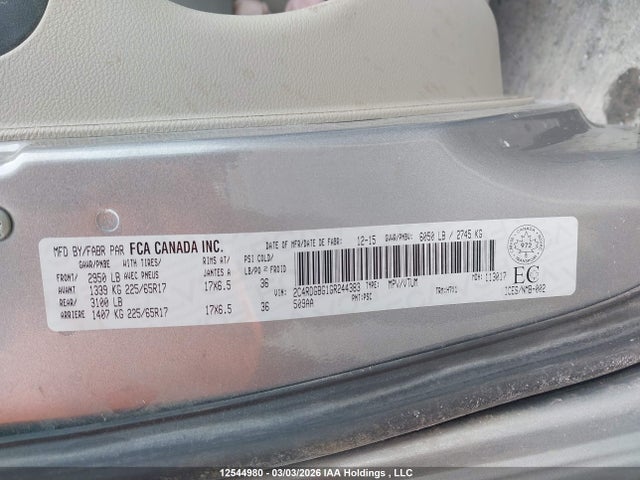 12544980 :رقم المزاد ، 2C4RDGBG1GR244383 vin ، 2016 Dodge Grand Caravan Se/sxt مزاد بيع