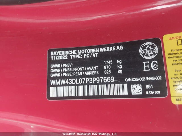 WMW43DL07P3P97669 Mini COOPER S