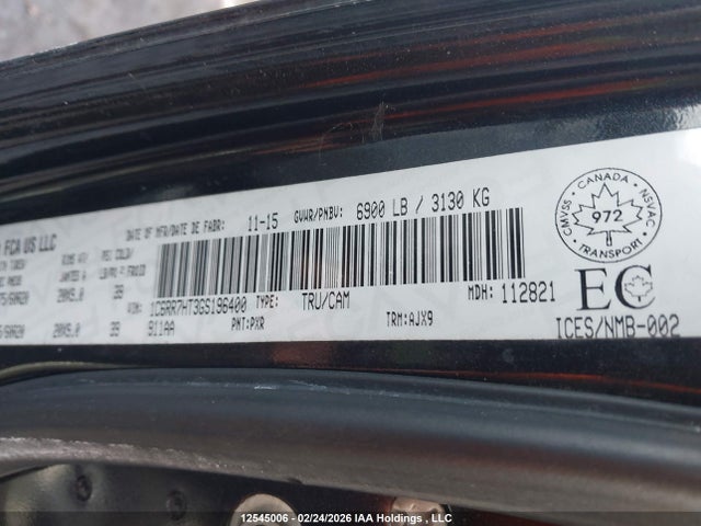 Aukcja sprzedaży 2016 Ram 1500 Sport, vin: 1C6RR7HT3GS196400, numer aukcji: 12545006