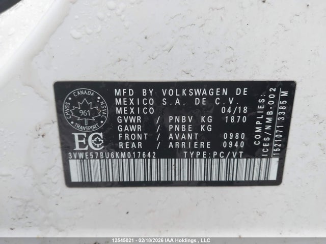 3VWE57BU6KM017642 Volkswagen JETTA SEL