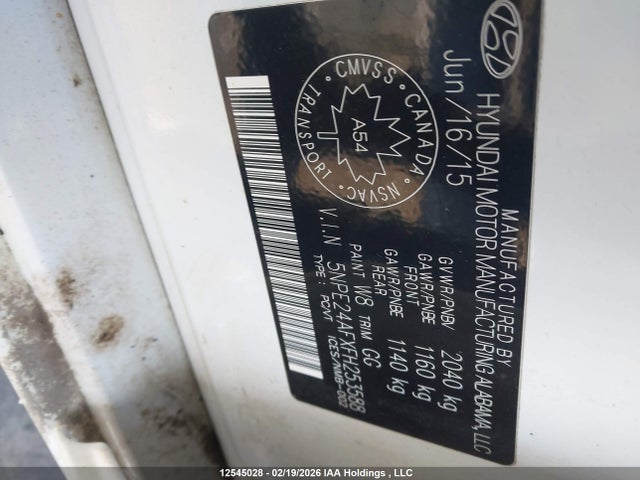 5NPE24AFXFH253588 Hyundai Sonata