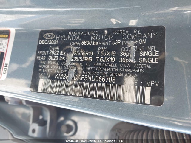 KM8KMDAF5NU066708 Hyundai IONIQ 5 SE
