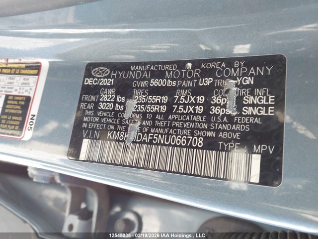 KM8KMDAF5NU066708 Hyundai IONIQ 5 SE