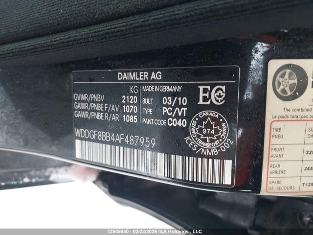 Aukcja sprzedaży 2010 Mercedes-benz C 300 4matic, vin: WDDGF8BB4AF487959, numer aukcji: 12545040