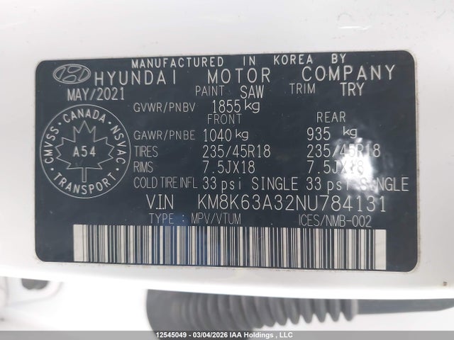 KM8K63A32NU784131 Hyundai Kona N Line