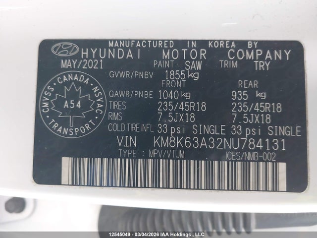 KM8K63A32NU784131 Hyundai Kona N Line