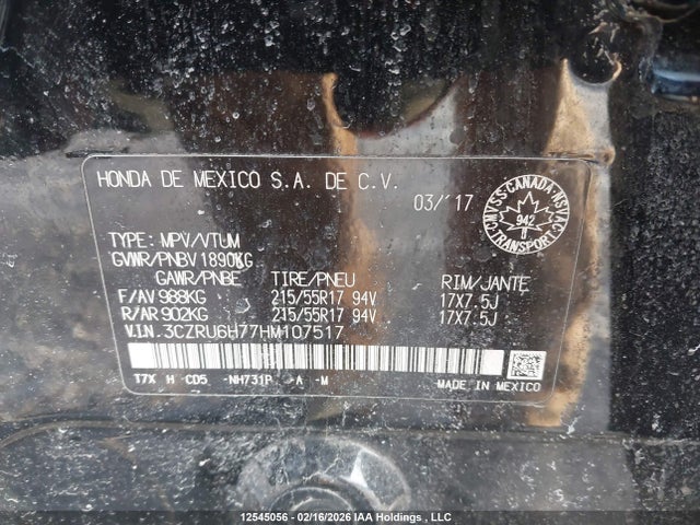 3CZRU6H77HM107517 Honda Hr-v Exl