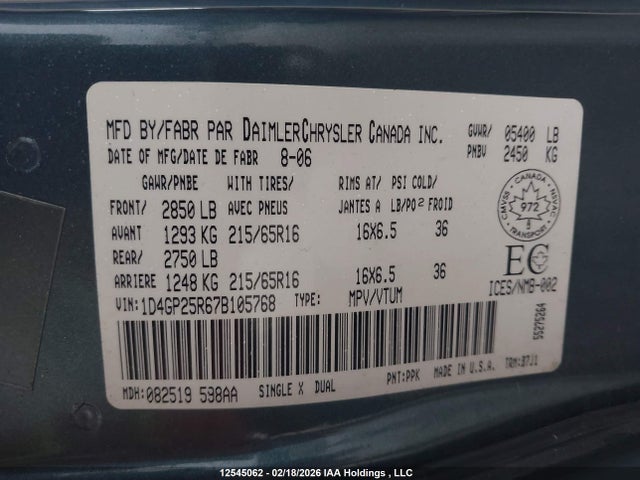 Aukcja sprzedaży 2007 Dodge Caravan, vin: 1D4GP25R67B105768, numer aukcji: 12545062