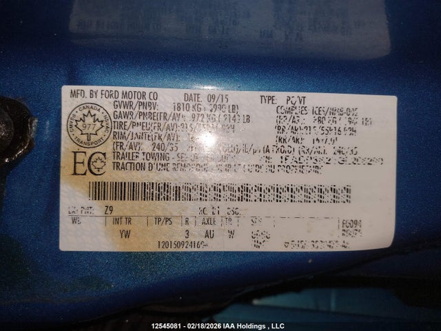 1FADP3K26GL206290 Ford FOCUS SE