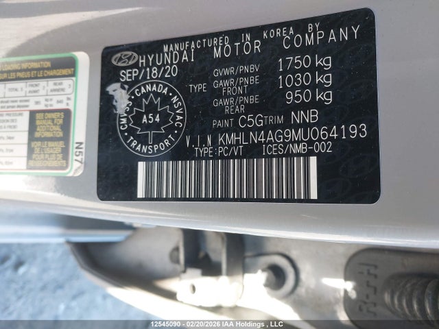 KMHLN4AG9MU064193 Hyundai Elantra Ultimate Ivt