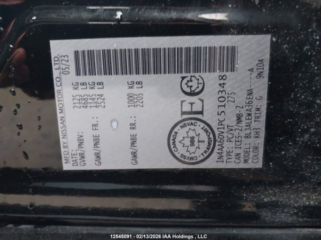 1N4AA6DV1PC510348 Nissan MAXIMA SL