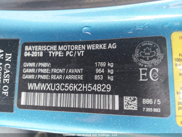 WMWXU3C56K2H54829 Mini 5 Door Cooper S