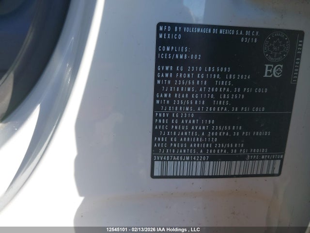 3VV4B7AX6JM142207 Volkswagen Tiguan Highline