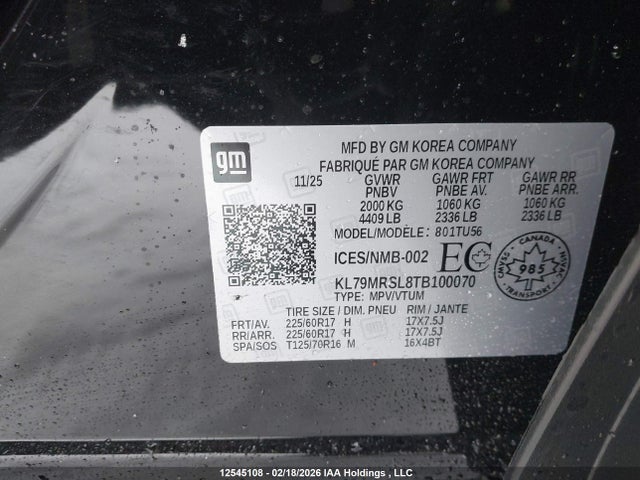 KL79MRSL8TB100070 Chevrolet Trailblazer Lt