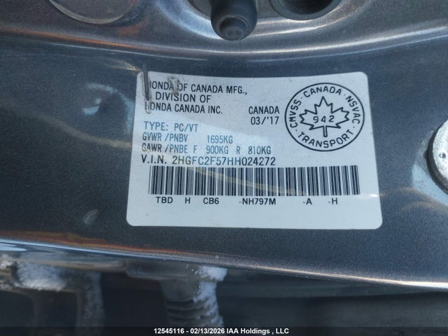 Honda Civic Lx 2017 2HGFC2F57HH024272 Image 9