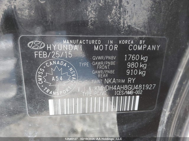 KMHDH4AH8GU481927 Hyundai Elantra