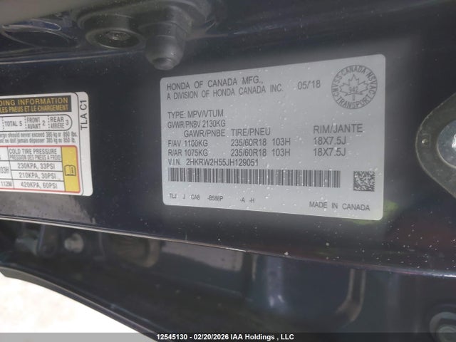2HKRW2H55JH129051 Honda CR-V EX