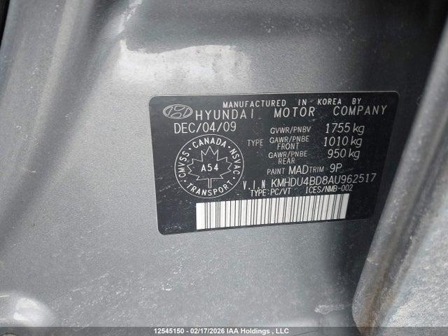 2010 Hyundai Elantra Gl მანქანა იყიდება აუქციონზე, vin: KMHDU4BD8AU962517, აუქციონის ნომერი: 12545150