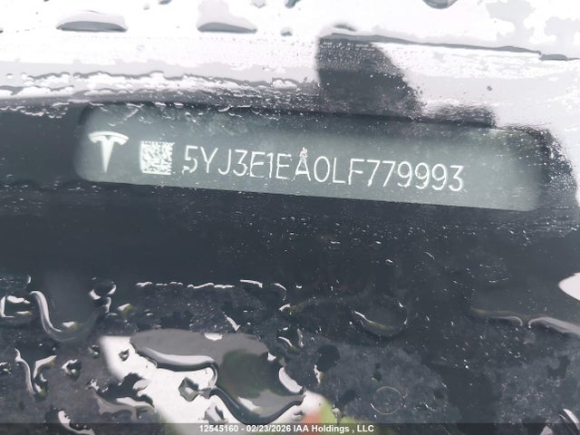 Aukcja sprzedaży 2020 Tesla Model 3 Standard Range Plus, vin: 5YJ3E1EA0LF779993, numer aukcji: 12545160