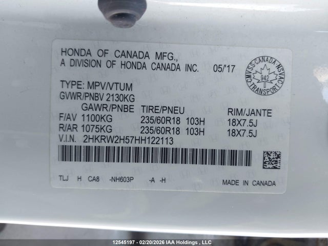 2HKRW2H57HH122113 Honda CR-V EX