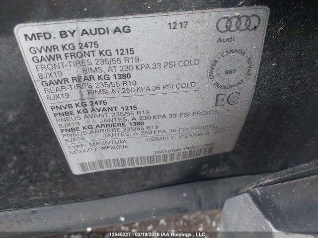 WA1BNAFY4J2117061 Audi Q5 2.0t Progressiv