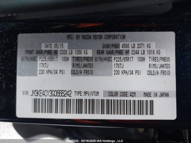 JM3KE4CY3G0666242 Mazda Cx-5 Gs