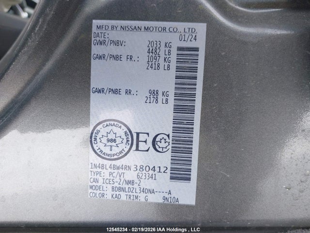 Nissan ALTIMA S 2024 1N4BL4BW4RN380412 Image 19