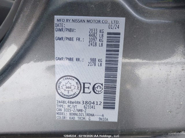 Nissan ALTIMA S 2024 1N4BL4BW4RN380412 Image 9