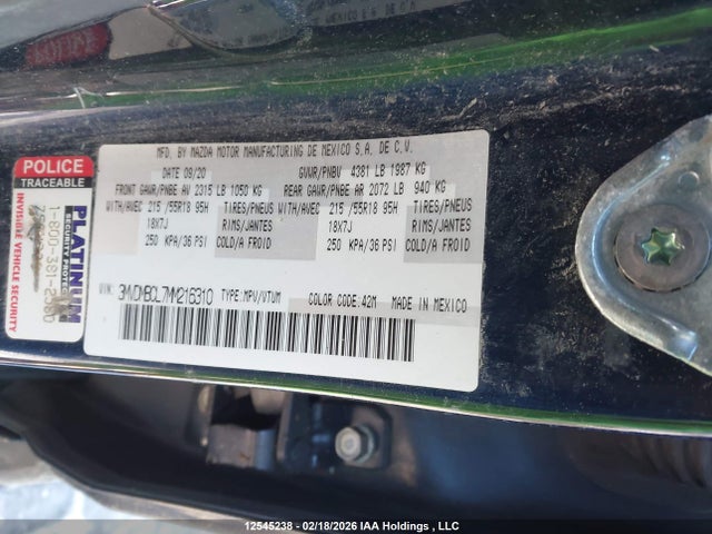 12545238 :رقم المزاد ، 3MVDMBCL7MM216310 vin ، 2021 Mazda Cx-30 Gs مزاد بيع