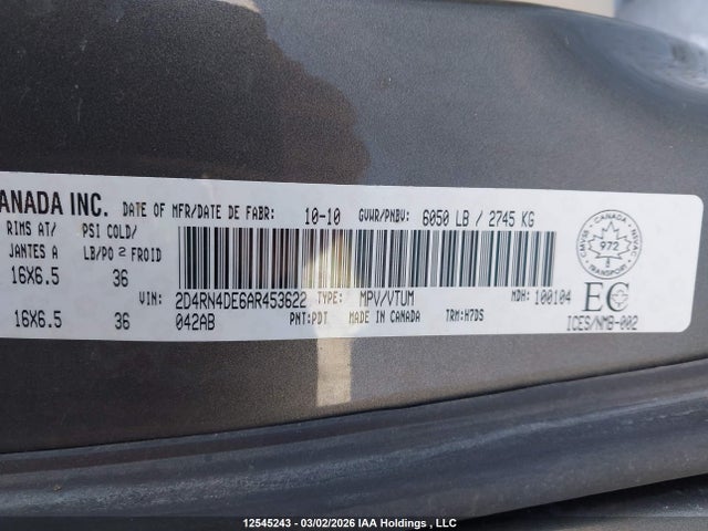 Aukcja sprzedaży 2010 Dodge Grand Caravan Se, vin: 2D4RN4DE6AR453622, numer aukcji: 12545243
