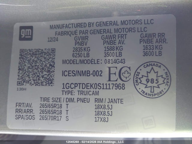 1GCPTDEK0S1117968 Chevrolet Colorado Z71
