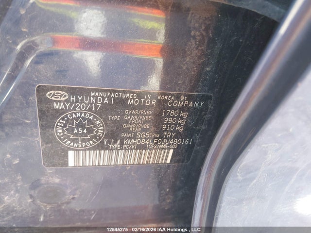 KMHD84LF0JU480161 Hyundai ELANTRA GL