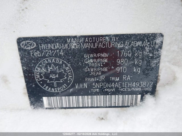 Aukcja sprzedaży 2014 Hyundai Elantra Gl, vin: 5NPDH4AE1EH493872, numer aukcji: 12545277