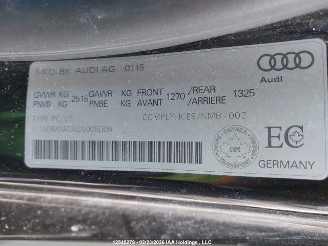 12545279 :رقم المزاد ، WAU3MAFC4GN005009 vin ، 2016 Audi A7 Quattro Prog/technik S Ln مزاد بيع