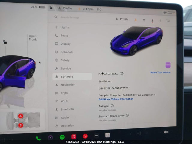 5YJ3E1EA8NF337028 Tesla MODEL 3