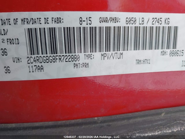 Dodge Grand Caravan 2015 2C4RDGBG8FR722880 Image 9