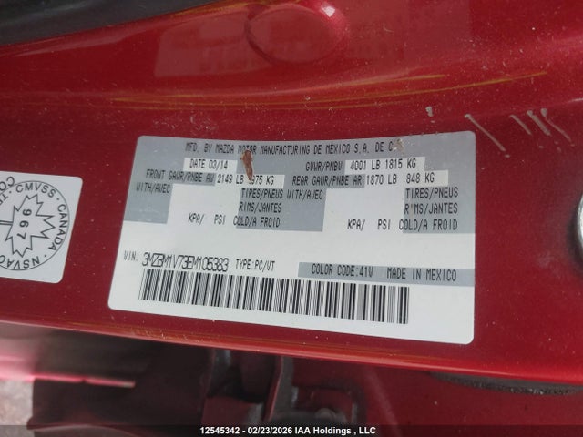 Продажа на аукционе авто 2014 Mazda Mazda3 Gs-sky, vin: 3MZBM1V73EM105383, номер лота: 12545342