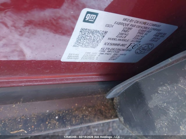 Продаж на аукціоні авто 2025 Chevrolet Trax 1rs Fwd, vin: KL77LGE23SC003840, номер лоту: 12545355