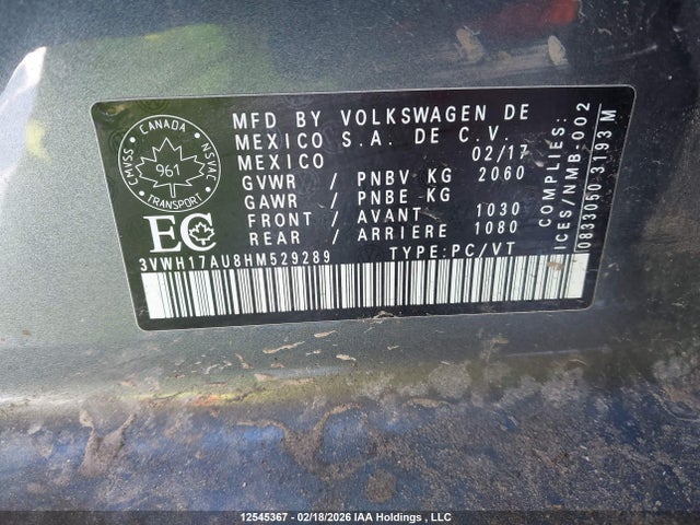 3VWH17AU8HM529289 Volkswagen Golf Alltrack S/se/sel