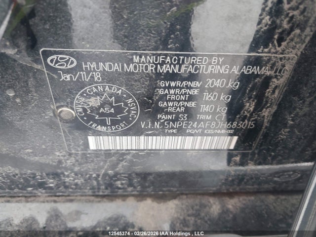 Продаж на аукціоні авто 2018 Hyundai Sonata Gl, vin: 5NPE24AF8JH683015, номер лоту: 12545374