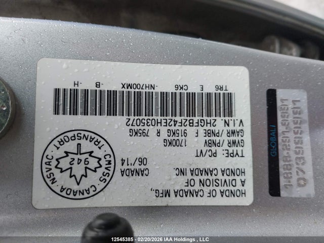 Honda Civic Lx 2014 2HGFB2F42EH035072 Image 9