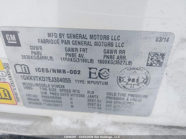 Продажа на аукционе авто 2014 Gmc Acadia Denali, vin: 1GKKVTKD7EJ304055, номер лота: 12545387
