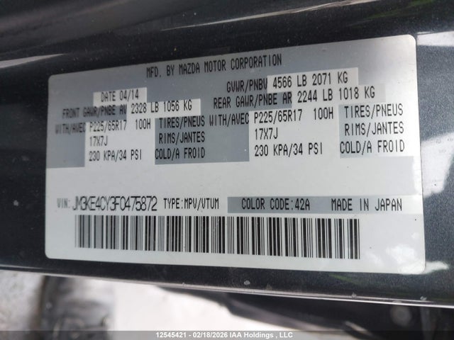 JM3KE4CY3F0475872 Mazda Cx-5 Touring