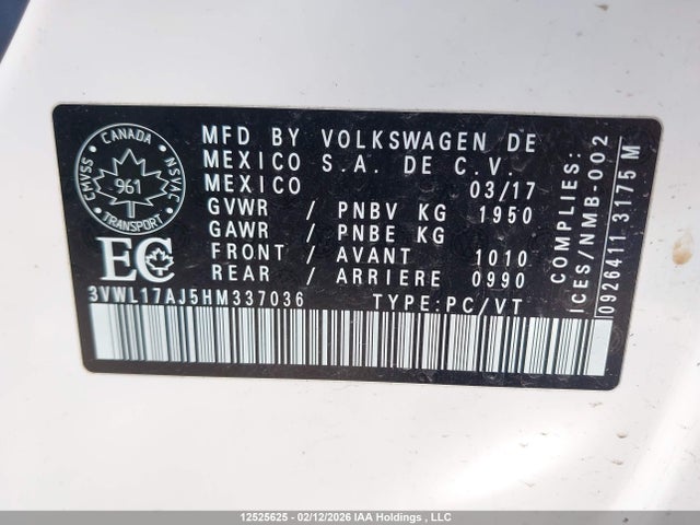 3VWL17AJ5HM337036 Volkswagen Jetta 1.8 Tsi Highline